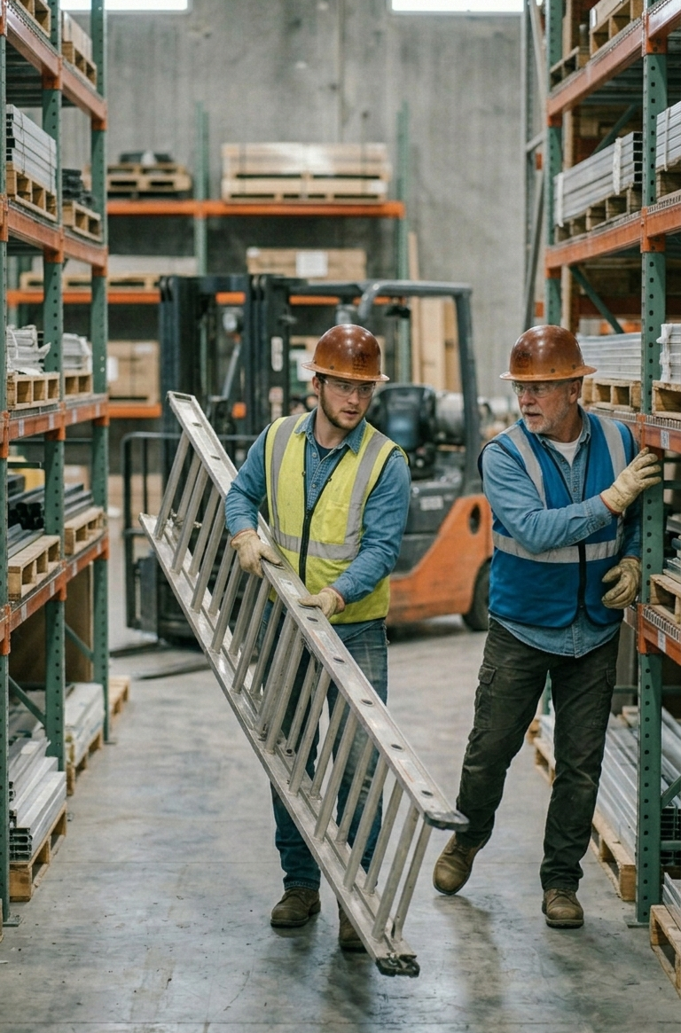 Tight Space Blind Spot Hazard While Carrying Ladder