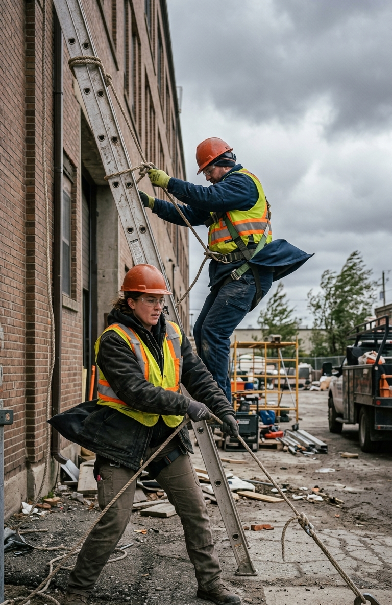 Windy Conditions Ladder Stabilization