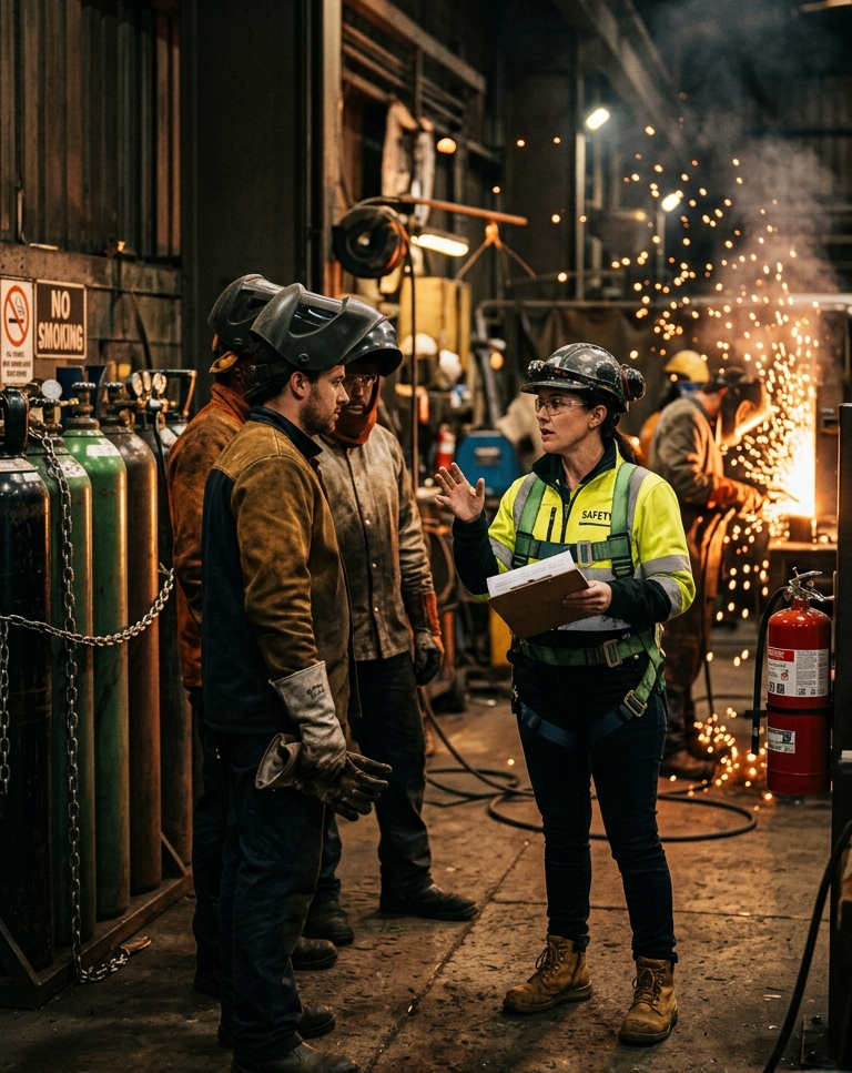 work fire prevention procedures to welding crew