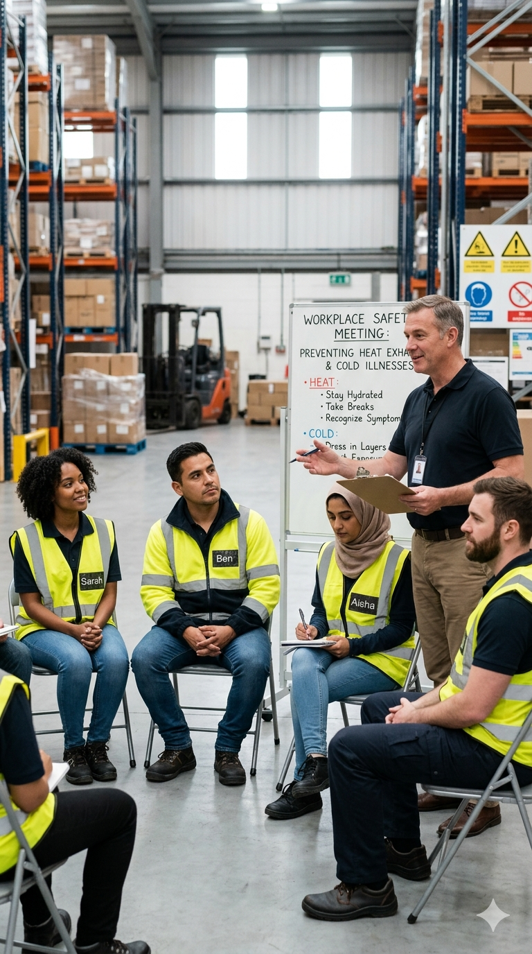 workplace safety meeting on preventing heat exhaustion