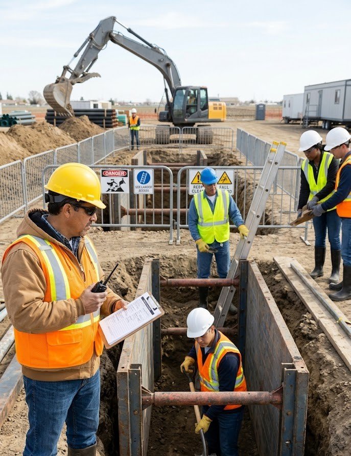Excavation Crew Following Safe Work Practices
